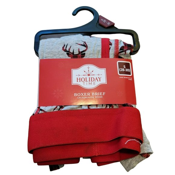 Men's Christmas Boxer Shorts Deer Grey Red Set of 2 Size Small 28-30 JJ3200 - Picture 2 of 4